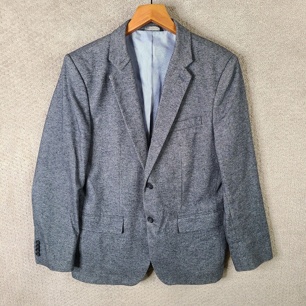 Banana Republic Jacket Mens 42R Gray Tweed Blazer Tailored Slim Fit Cotton